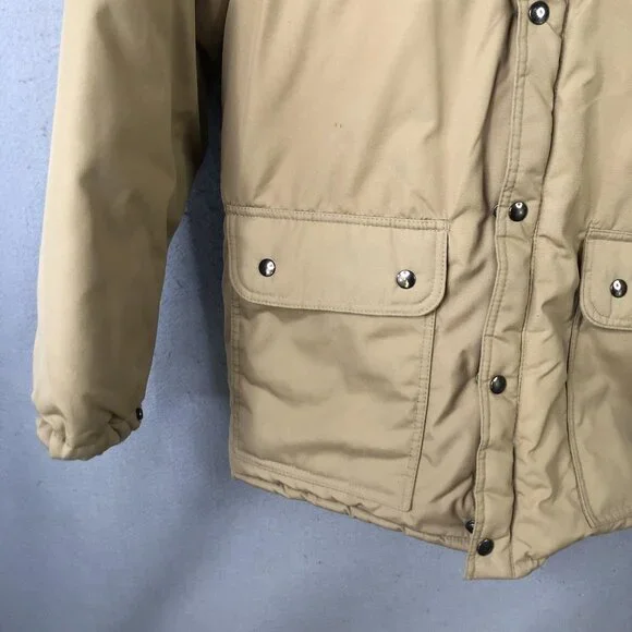 Vintage JCPenney Parka Jacket Mens MT Beige Insulated Hooded Winter 70s